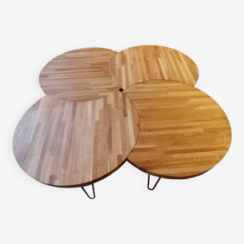 Four-leaf clover solid wood modular coffee tables