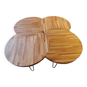 Tables basses modulaires en bois massif trèfle à quatre feuilles