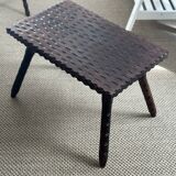 Rustic gouged wood side table