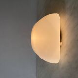 Square wall light ceiling light 20 cm matt white glass 1960 1970