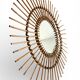 Mid Century Organic Modern Bamboo & Rattan Sunburst Patinated Mirror, 1960s