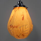 Art deco hanging lamp with marbled hexagonal shade