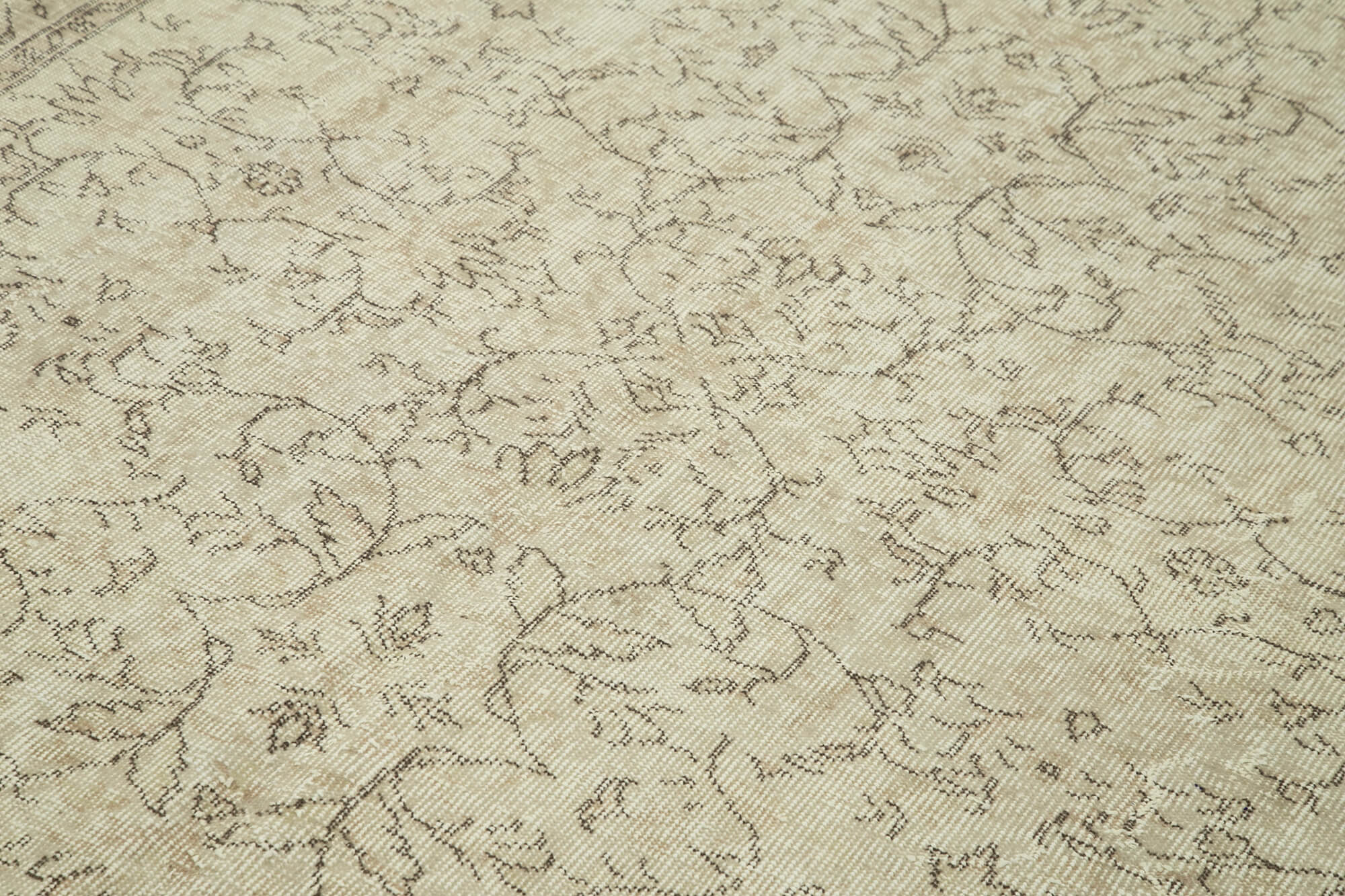 Handwoven distressed anatolian beige rug 168 cm x 281 cm