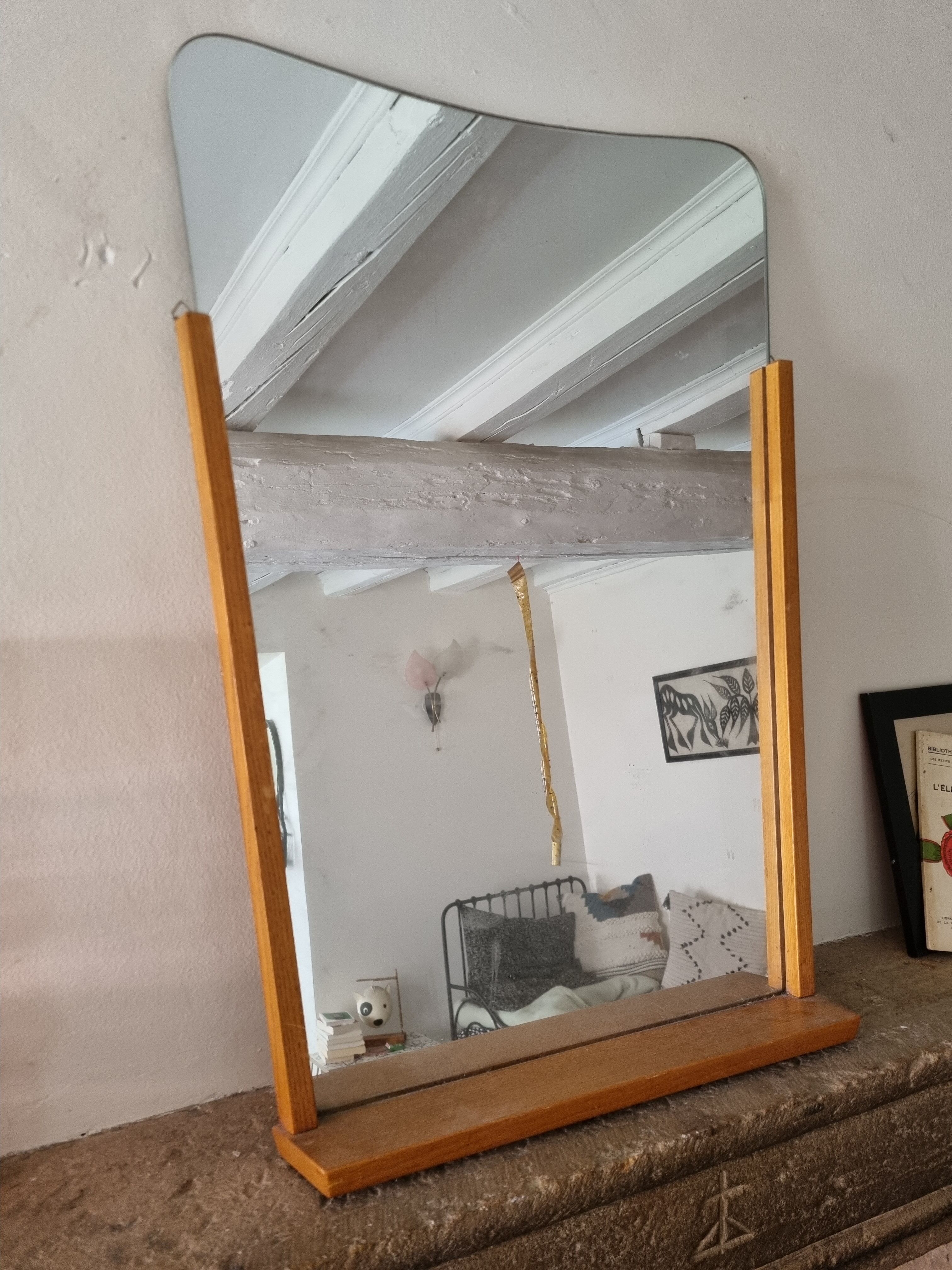 Miroir forme libre années 50 45x65cm
