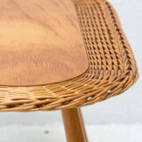 Mid century rattan stool by Jan Kalous for ÚLUV, 1960´s, Czechoslovakia