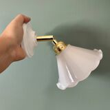 Vintage wall lamp with white opaline glass shade