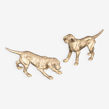 Pair of dogs in silver bronze
