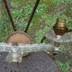 Adjustable double-arm wall light in plexiglass and brass, 1950.