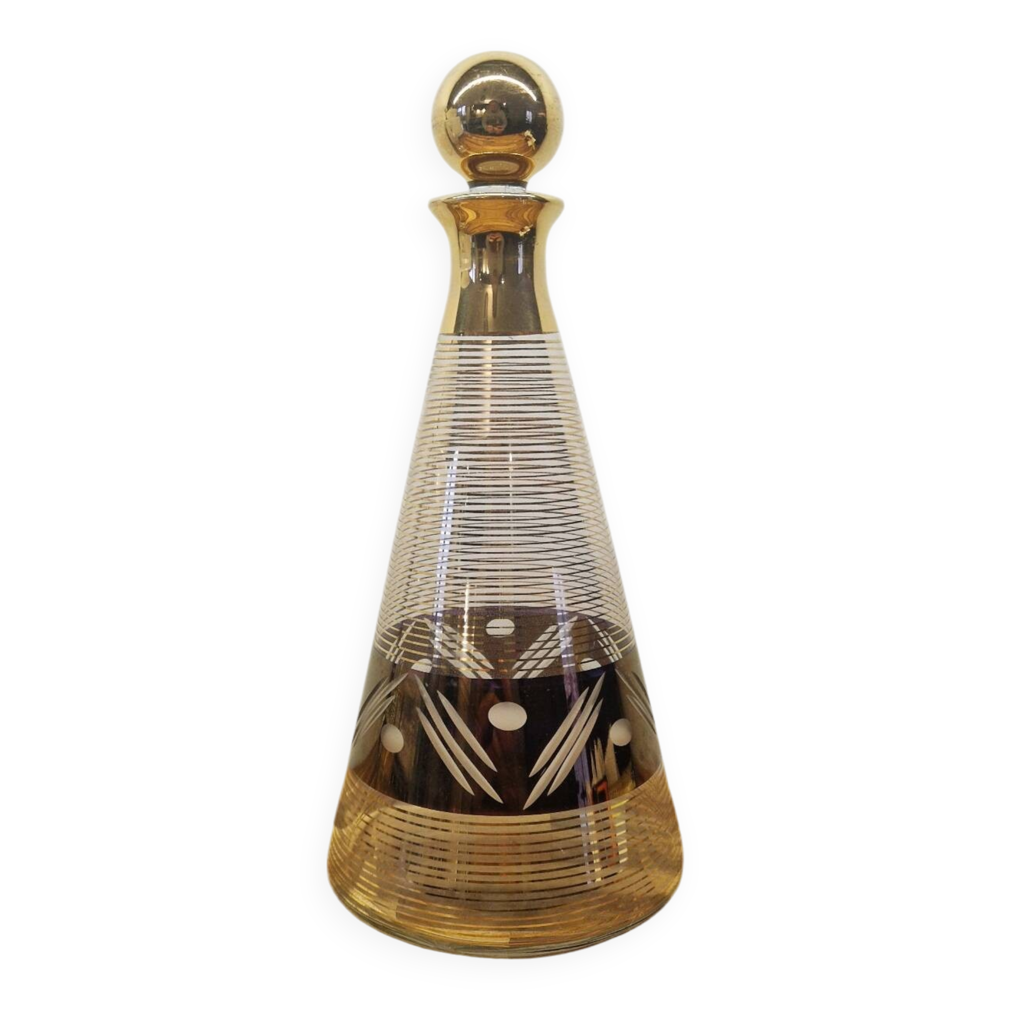 Art Deco style glass carafe with gold decoration