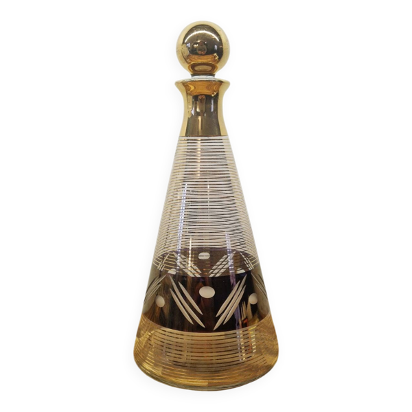 Carafe verre style art déco décor or