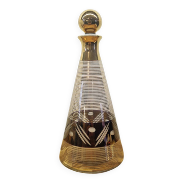 Carafe verre style art déco décor or