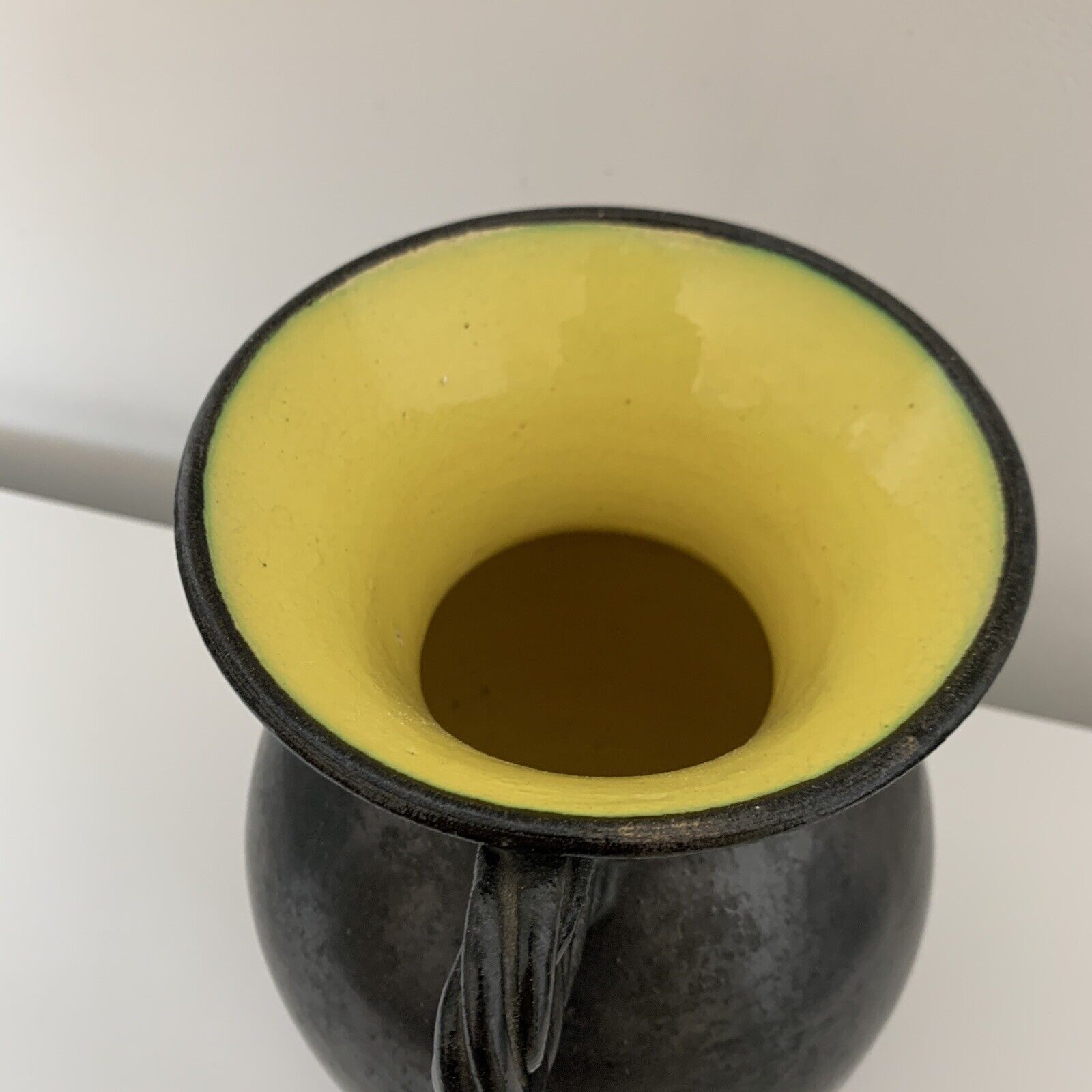 Vase with handles black yellow vintage