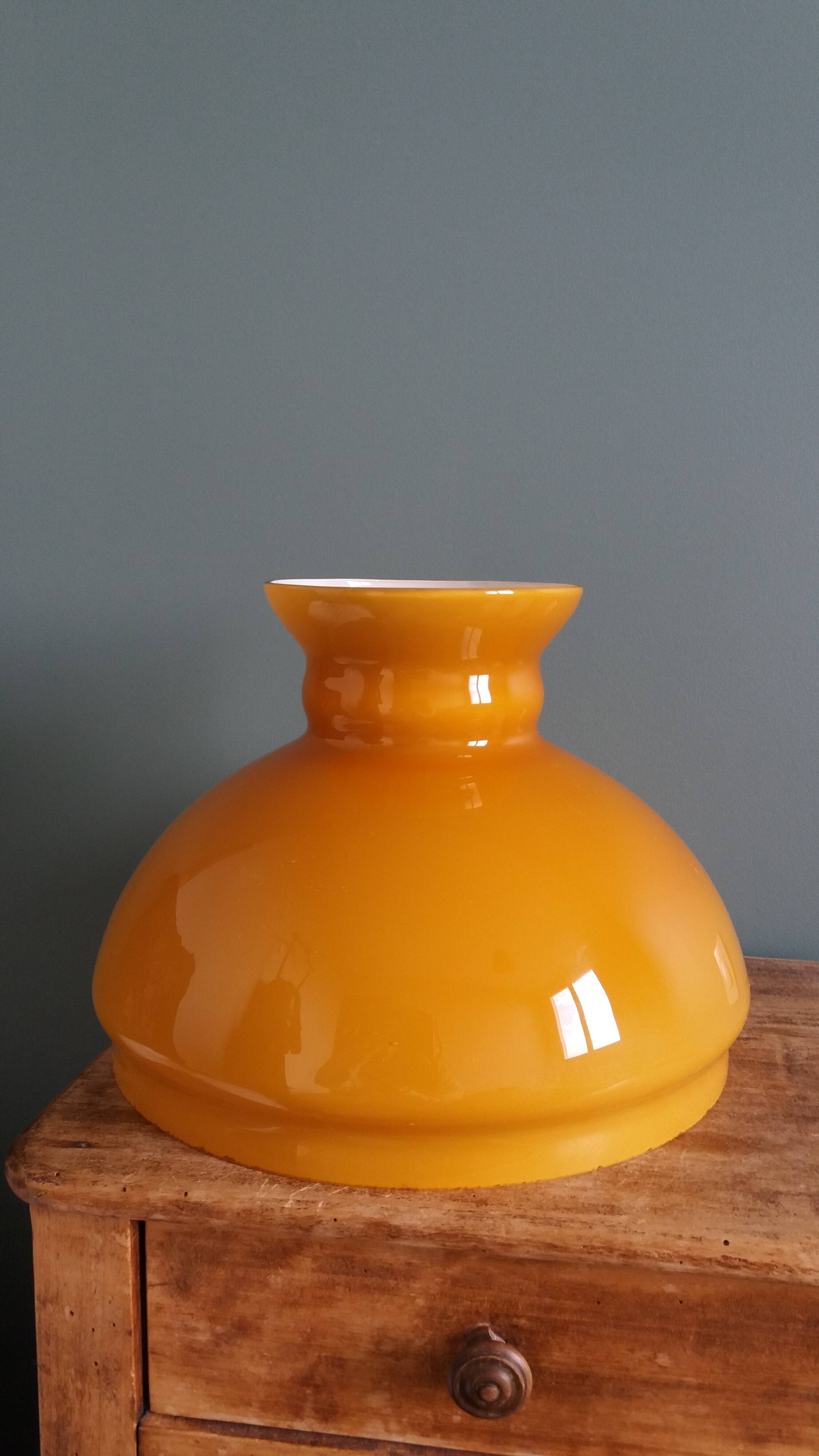 Caramel ochre opaline glass globe lampshade