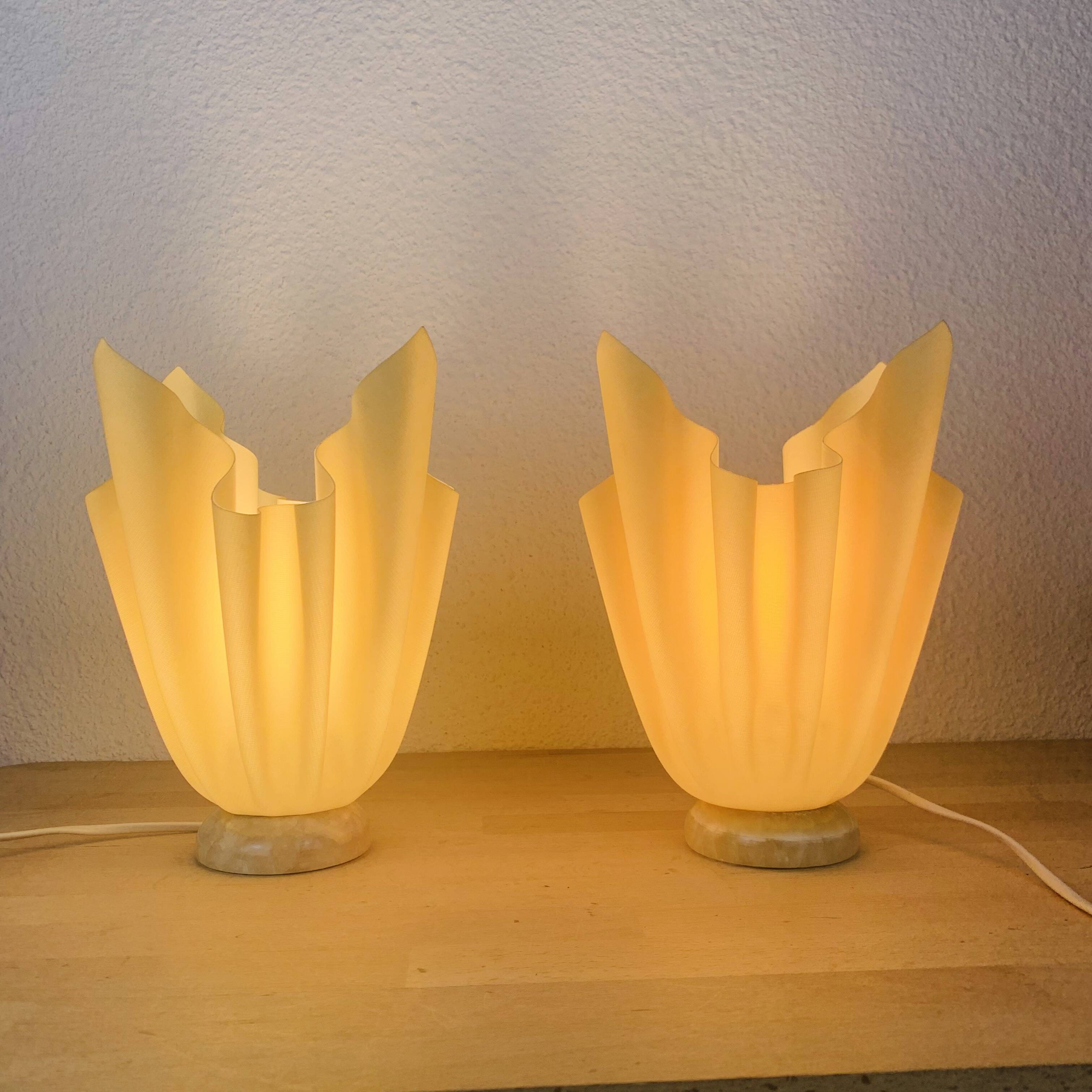 Pair of Georgia Jacob lamps with alabaster base