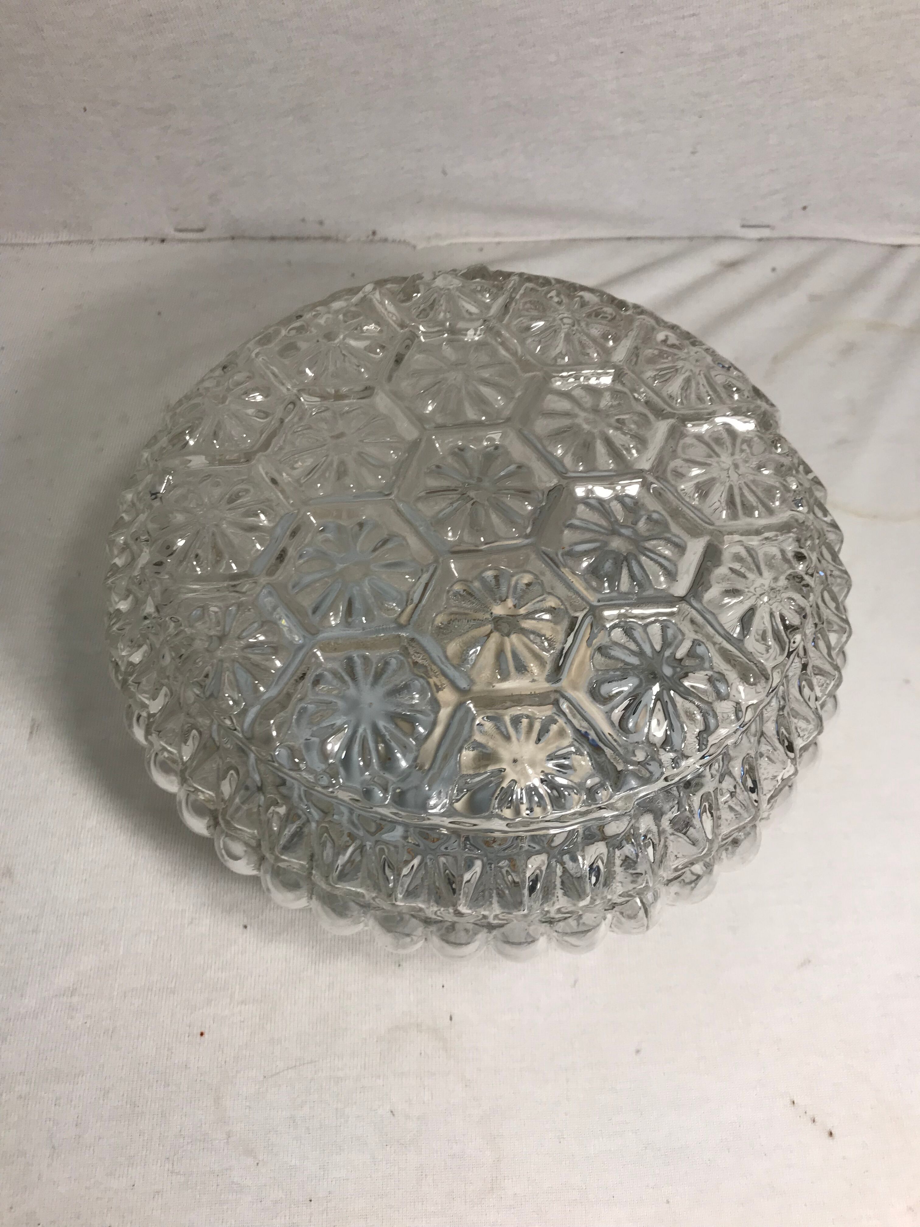 Wall ceiling round glass shape flowers & support vintage metal