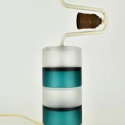 Lampe de table scandinave vintage moderniste bleu sarcelle et verre clair