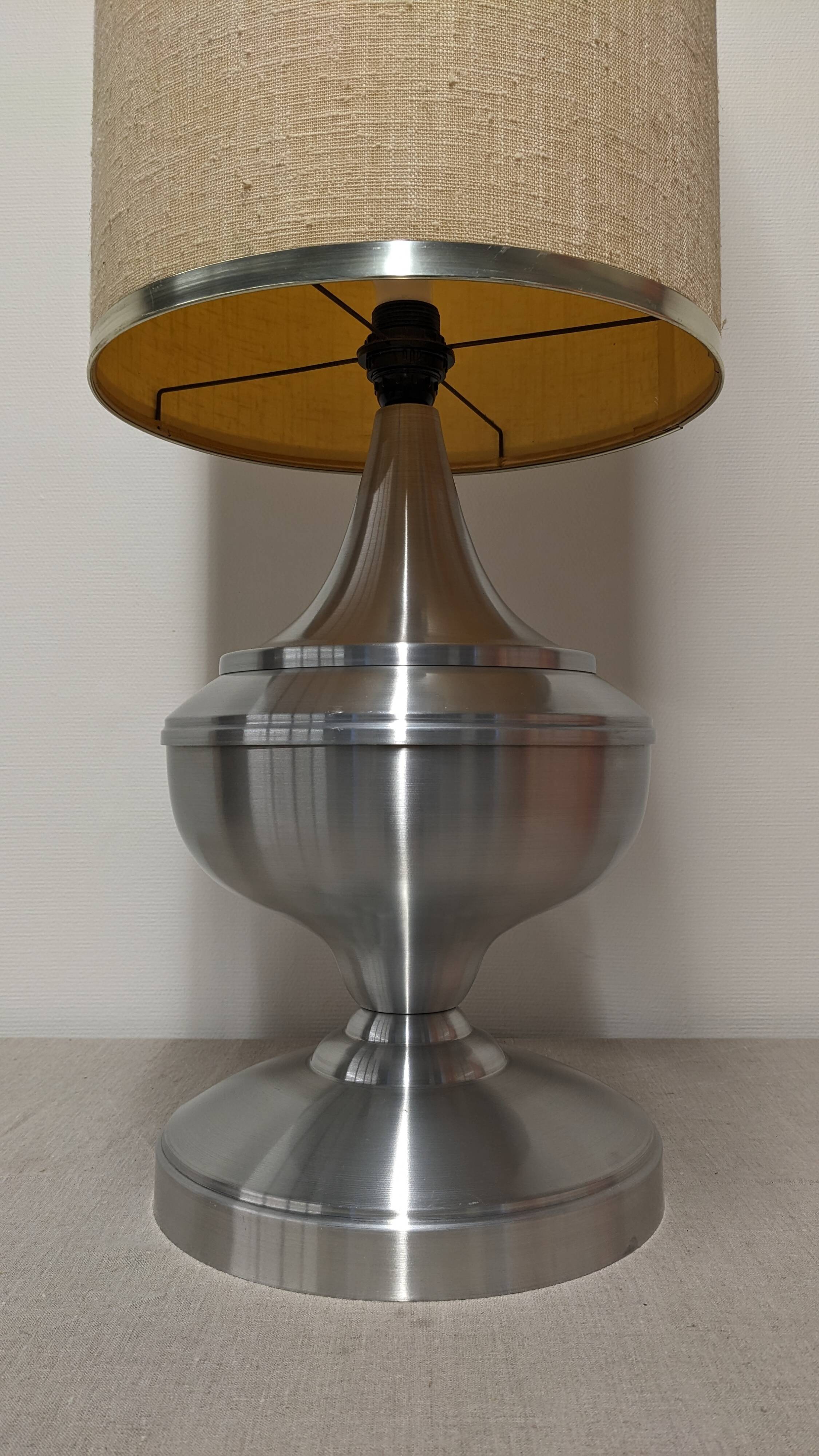 Space age XL living room lamp in brushed aluminium, France circa 1970.
