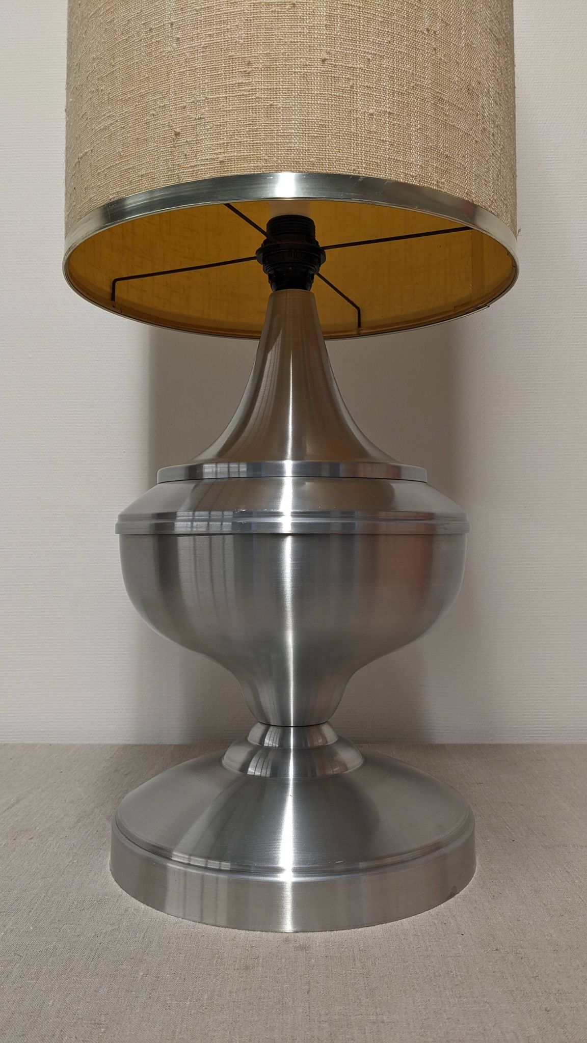 Space age XL living room lamp in brushed aluminium, France circa 1970.