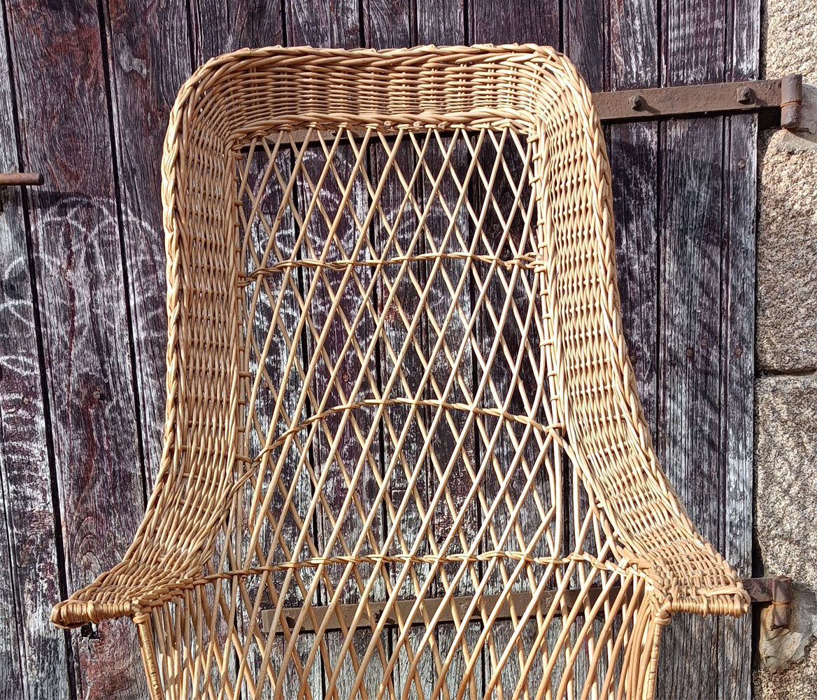 Rattan high back armchair, vintage, 60s