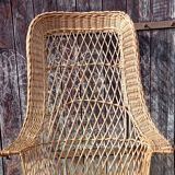 Rattan high back armchair, vintage, 60s