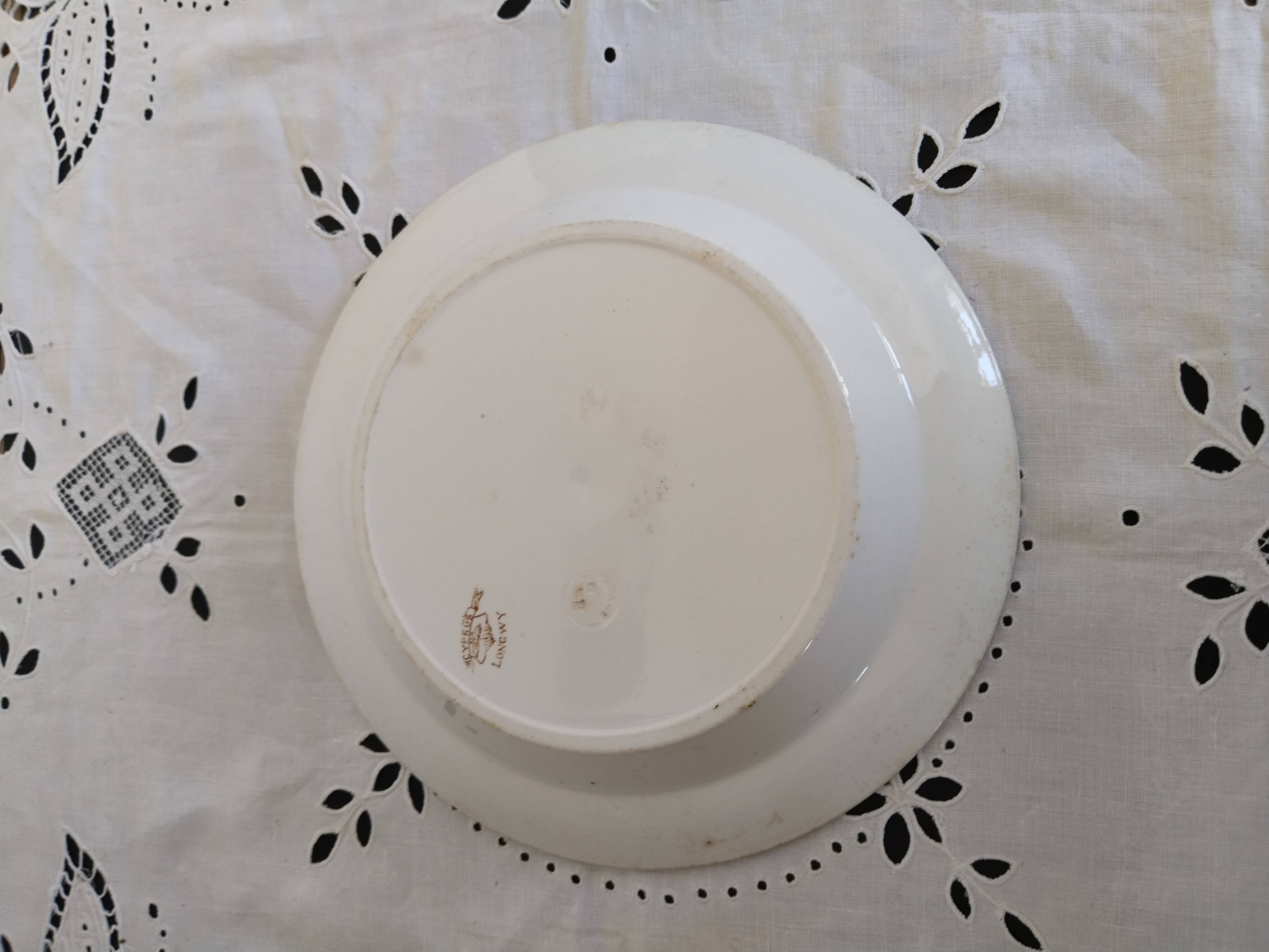 Longwy earthenware serving dish or soup plate, "Cyprus"