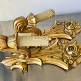 Pair of vintage gilded wood electric wall sconces