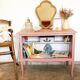 Meuble / bibliothèque / commode ouverte rose poudrée