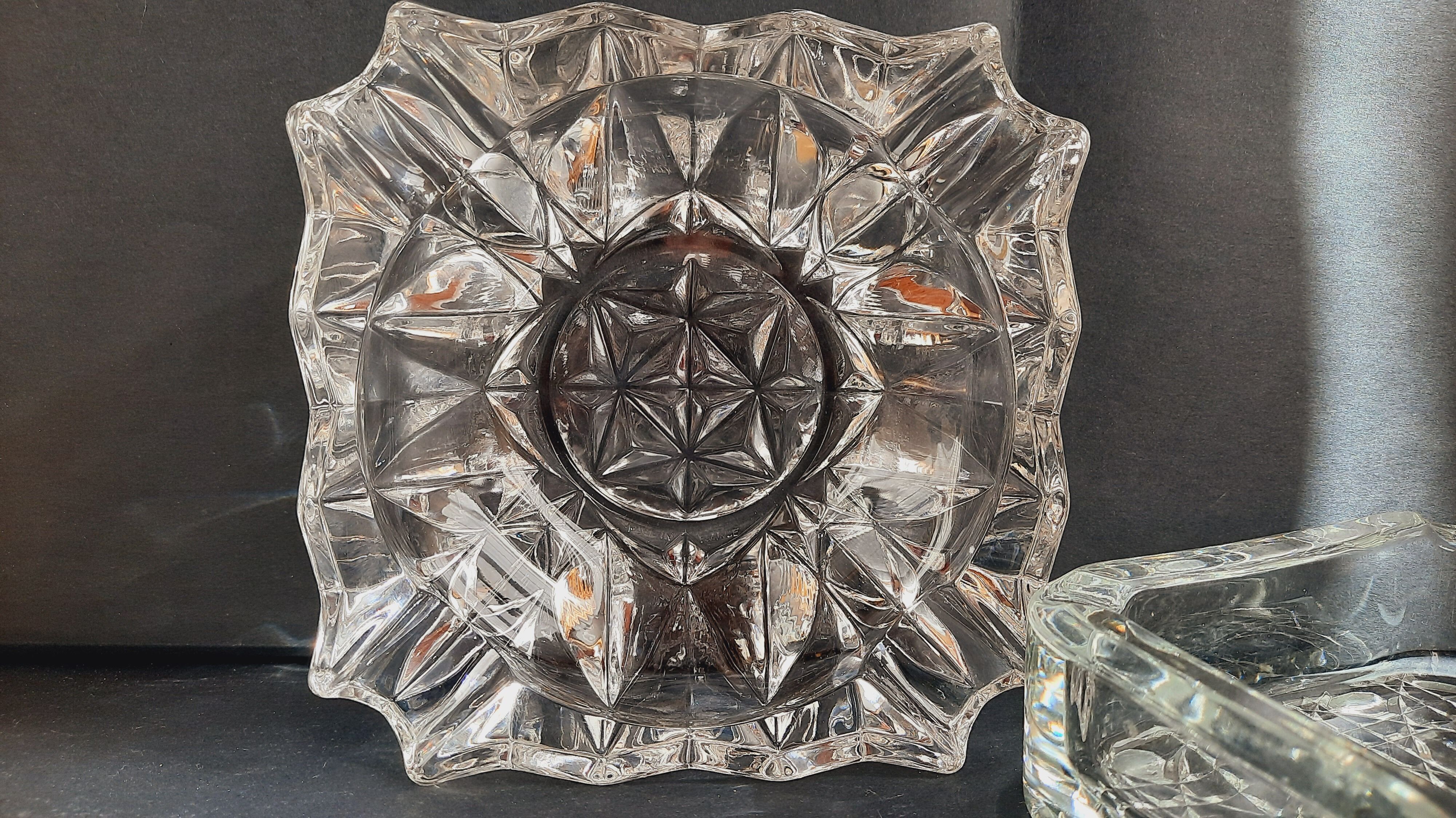 Lot 3 vide-poches verre ciselé
