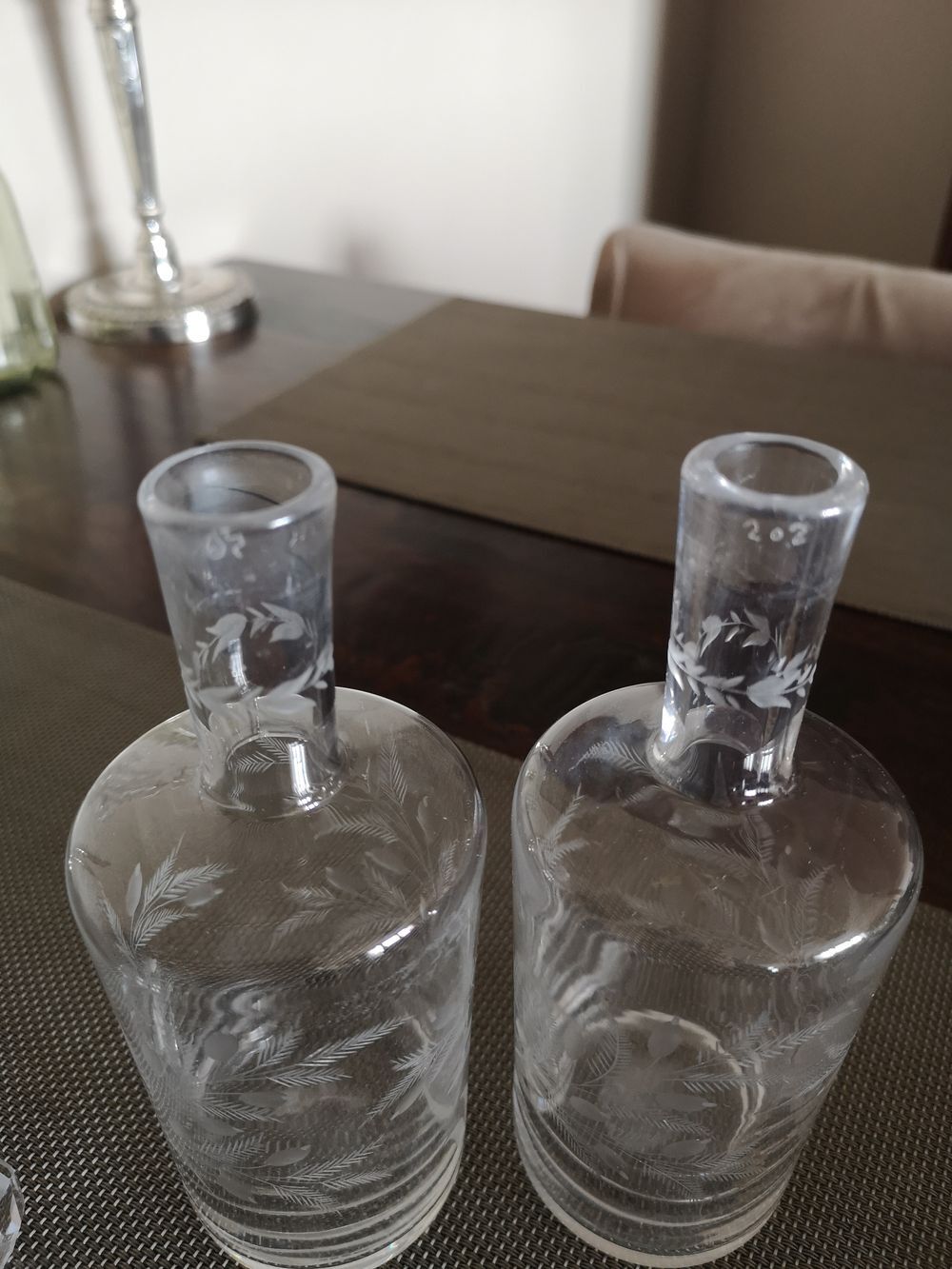 Duo of crystal perfume bottles late 19th early 20th century