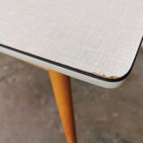 Vintage table in formica and wood, compass leg