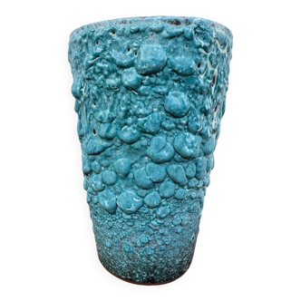 Vase céramique écume bleu années 60