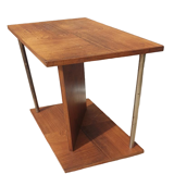 Modernist side table Art Deco Walnut and chromed steel