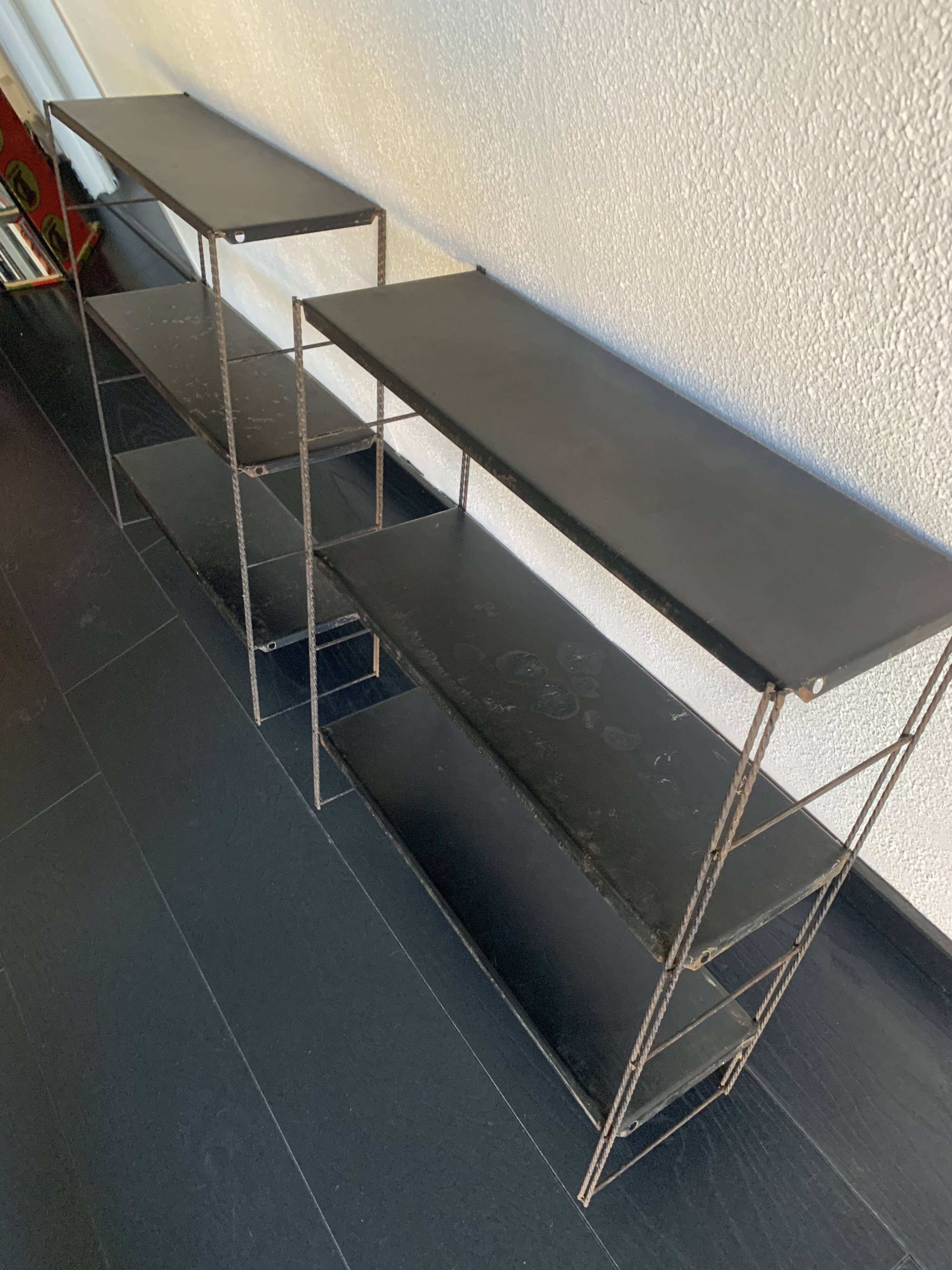 Paire étagères vintage 1960 string noires  - 49 x 58 cm