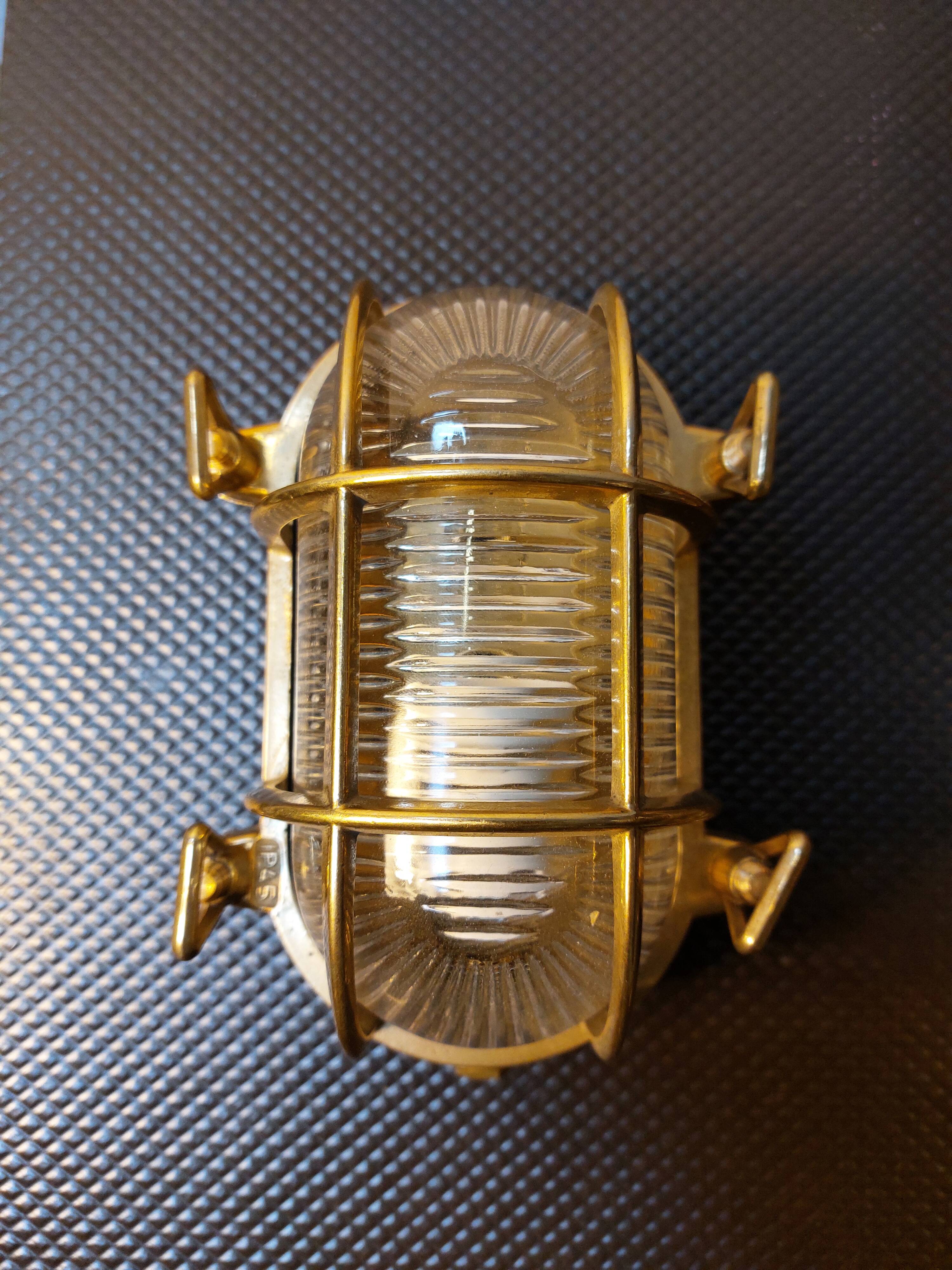 Brass marine corridor wall light