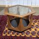 1970s octagonal GPlan gueridon in teak with a glass top.