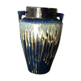Ceramic vase glazed with two triangular handles