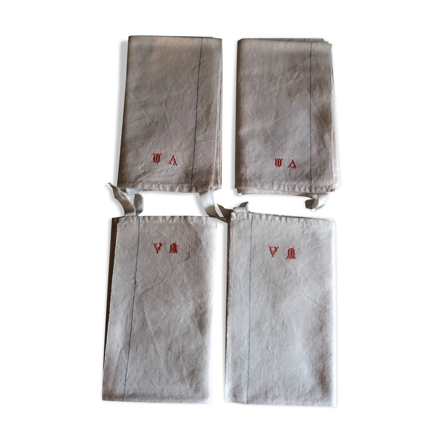 Series of four tea towels old mestizo monogram 54 X 91 cm