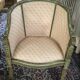 Antique Bergère armchair in Louis XVI style - Beige geometric fabric