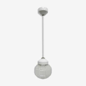 Art deco hanging lamp with octagonal frosted glass shade