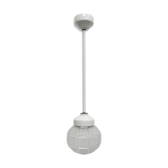 Art deco hanging lamp with octagonal frosted glass shade