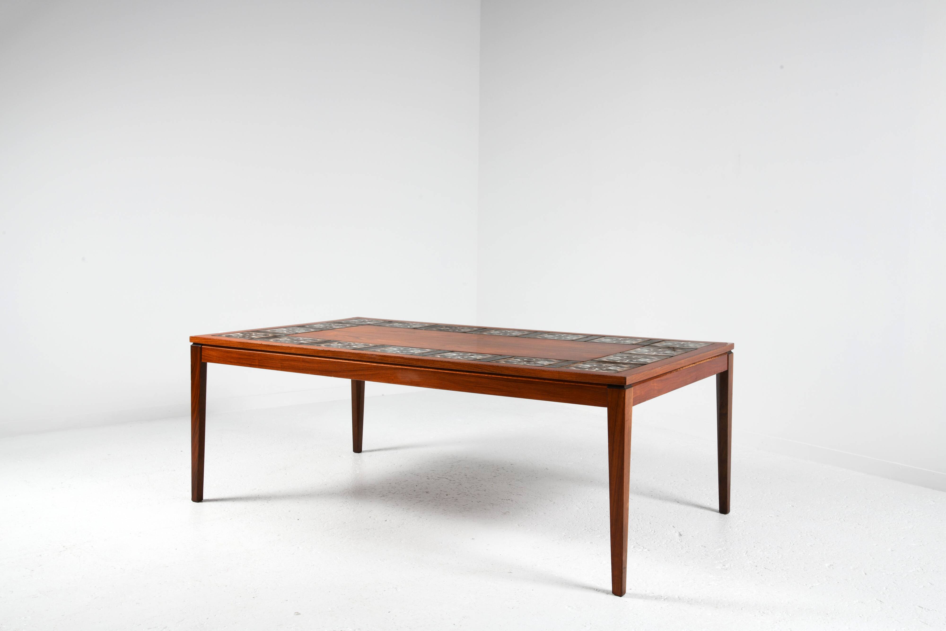 Scandinavian rosewood and ceramic coffee table
