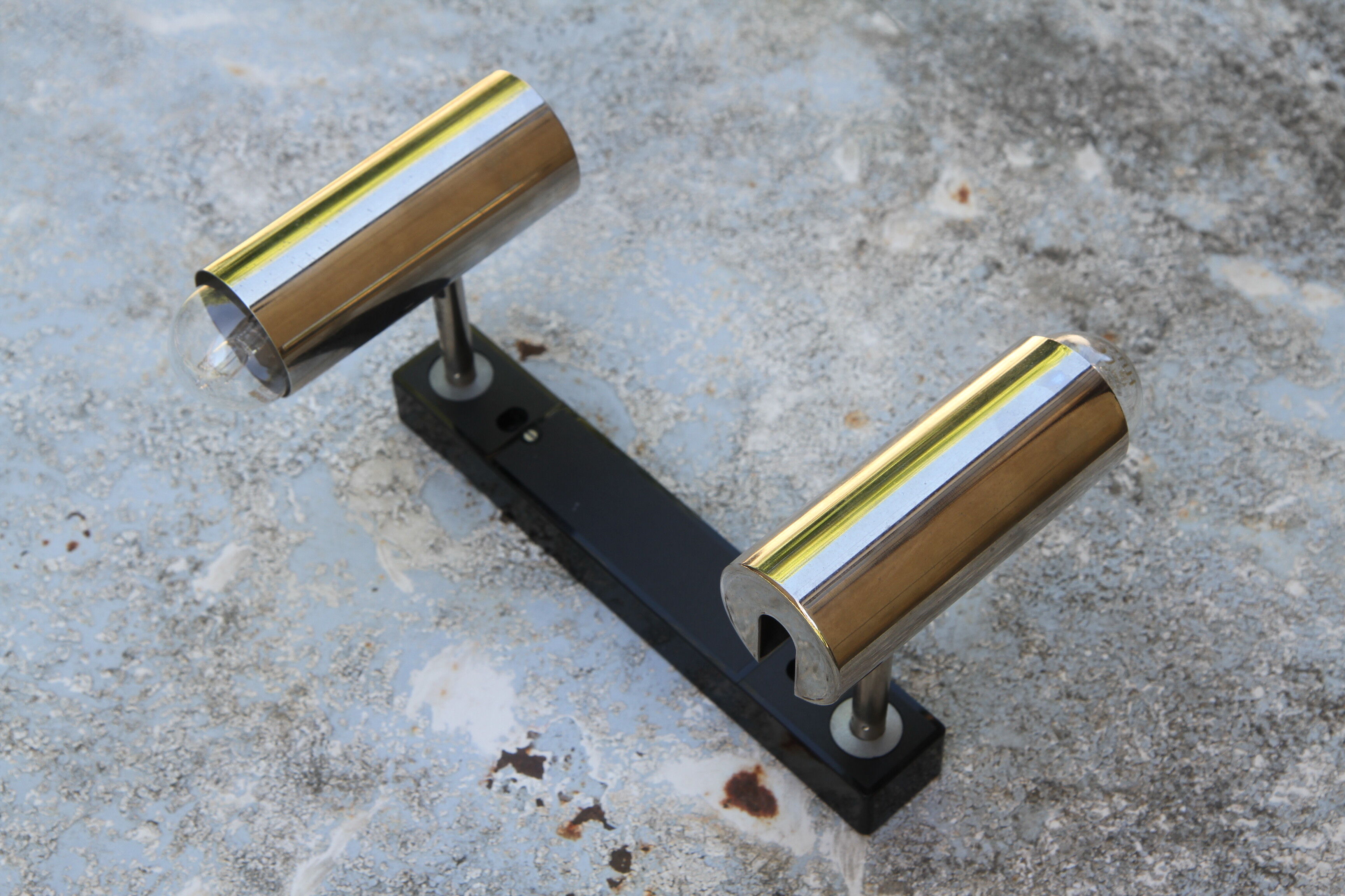 Wall sconce with two chrome lights from the 70s