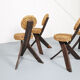 Original set of 4 tripod chairs by Frida Minet and Adrien Audoux, 1950s, France