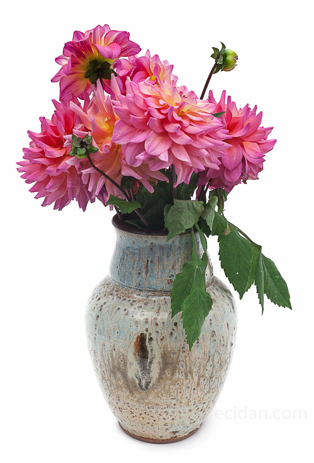 Enamelled sandstone vase