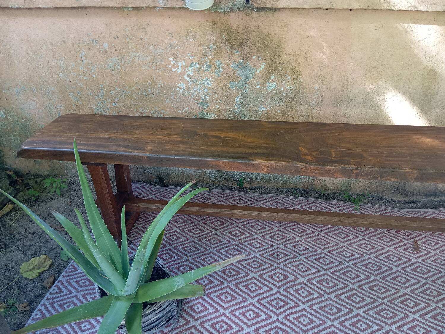 Pair of solid cherry wood farmhouse benches, 1950/60