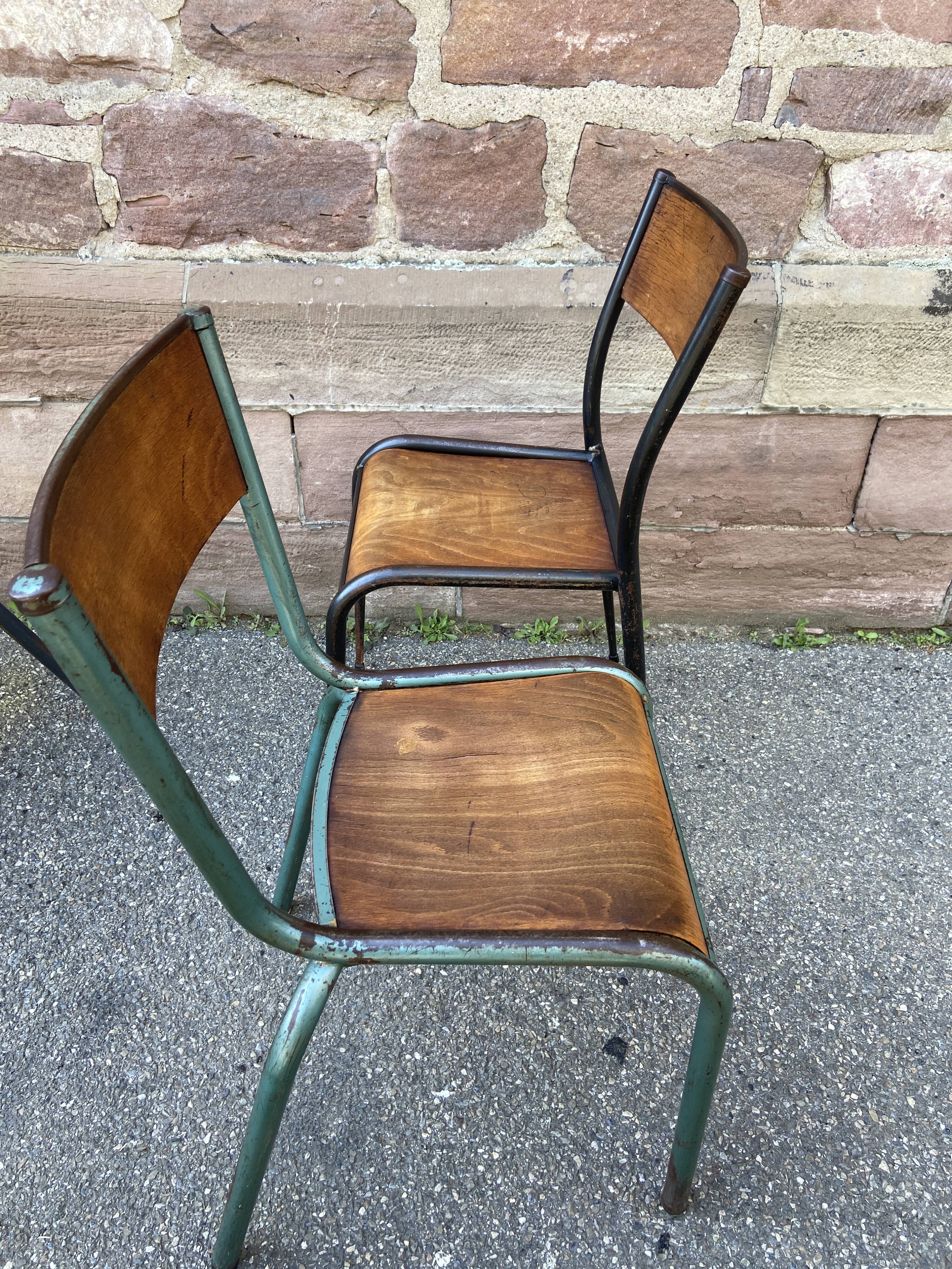 6 chaises école dépareillées industrielle école vintage collectivités Mullca