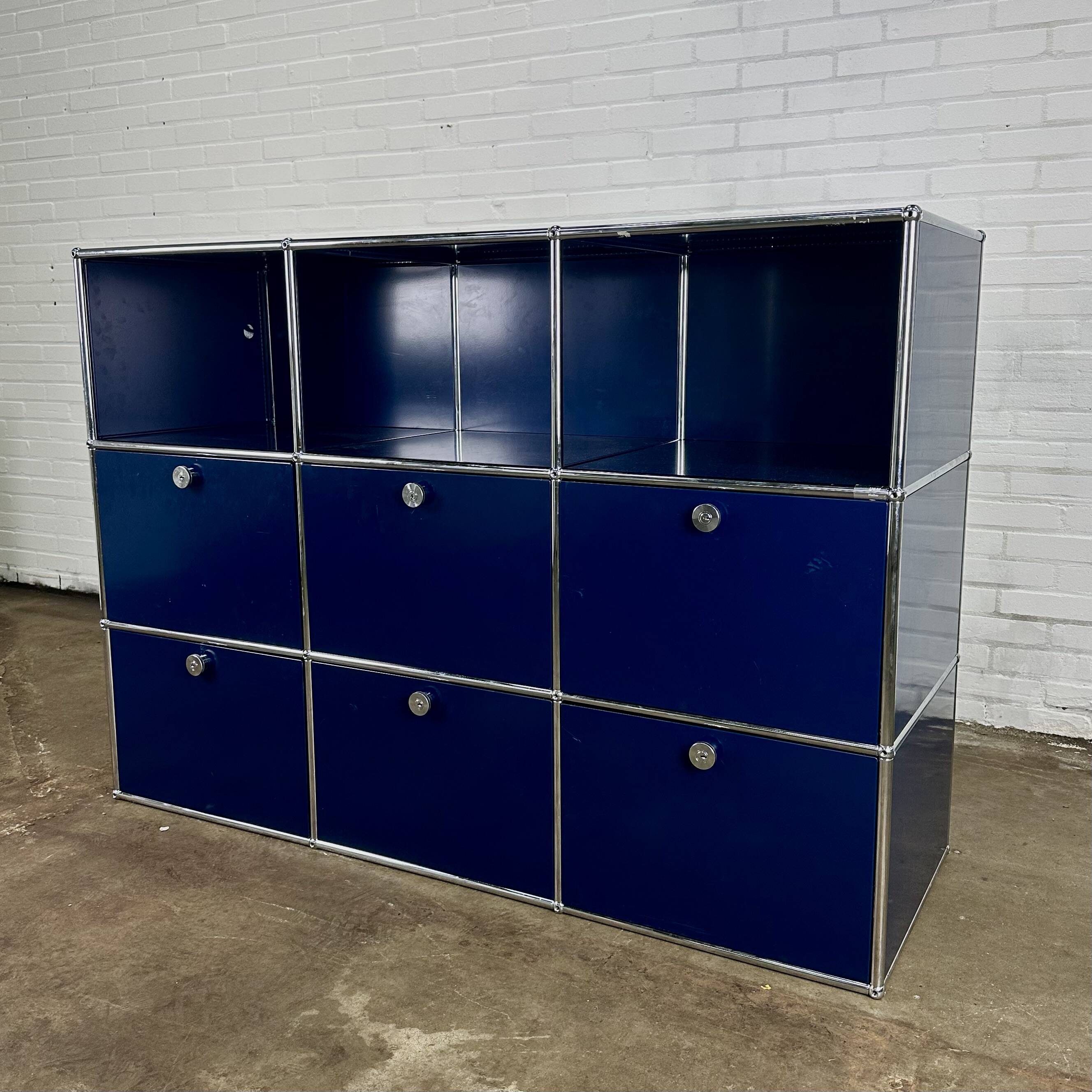 USM Haller cabinet / highboard dark blue with open modules