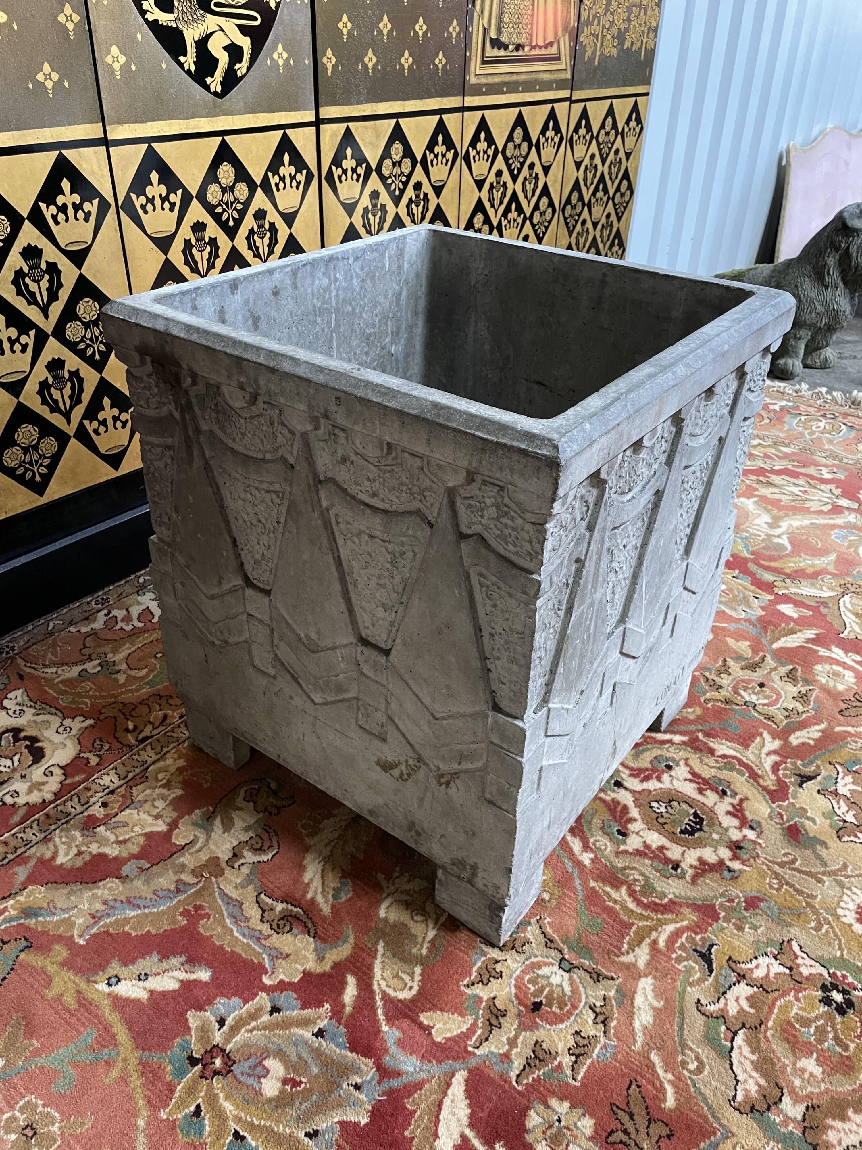 Art Deco period cement cache-pot signed "Louis Lonati Dijon"