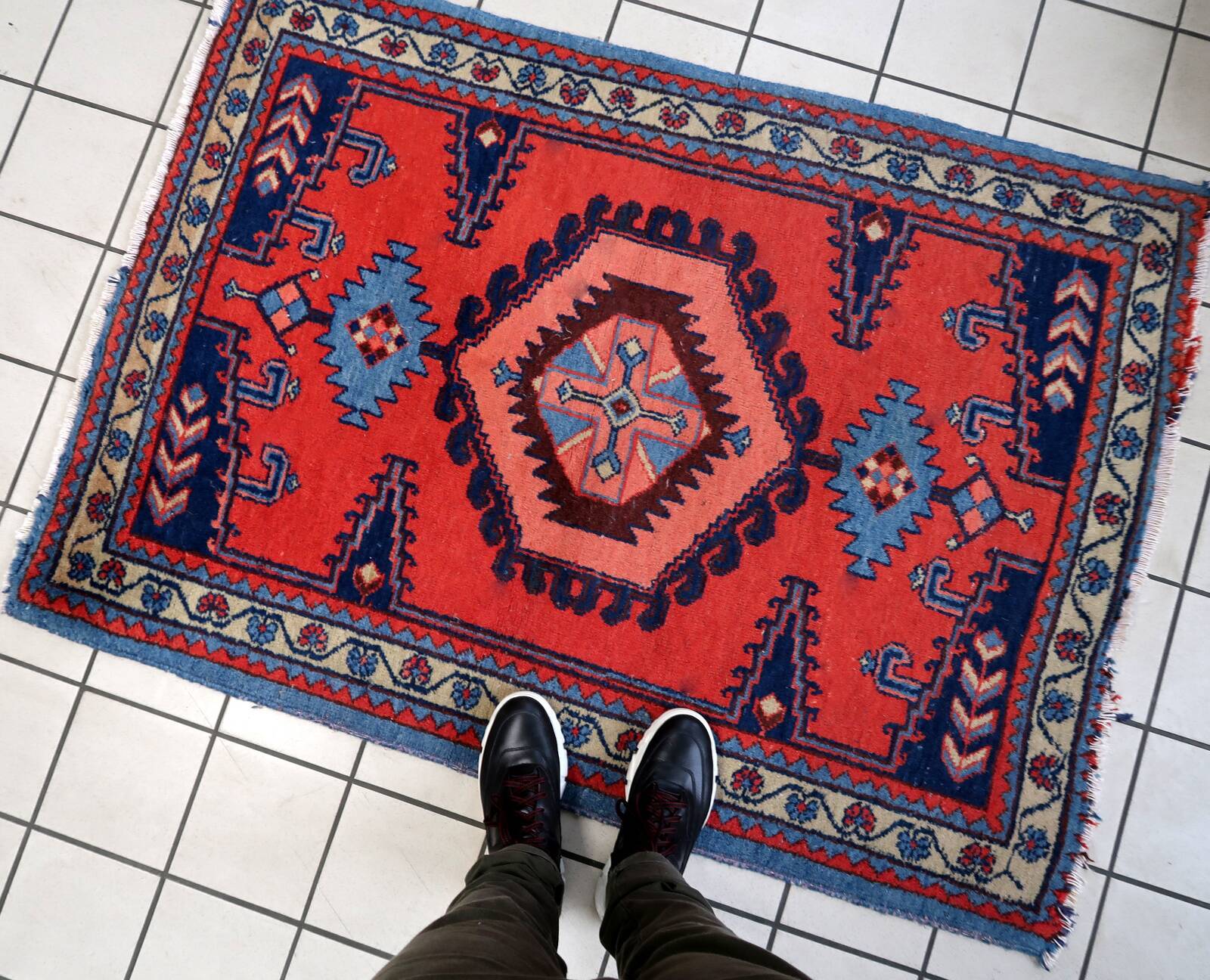 Tapis Hamadan vintage fait main en laine – 109 x 147 cm - 1C1039
