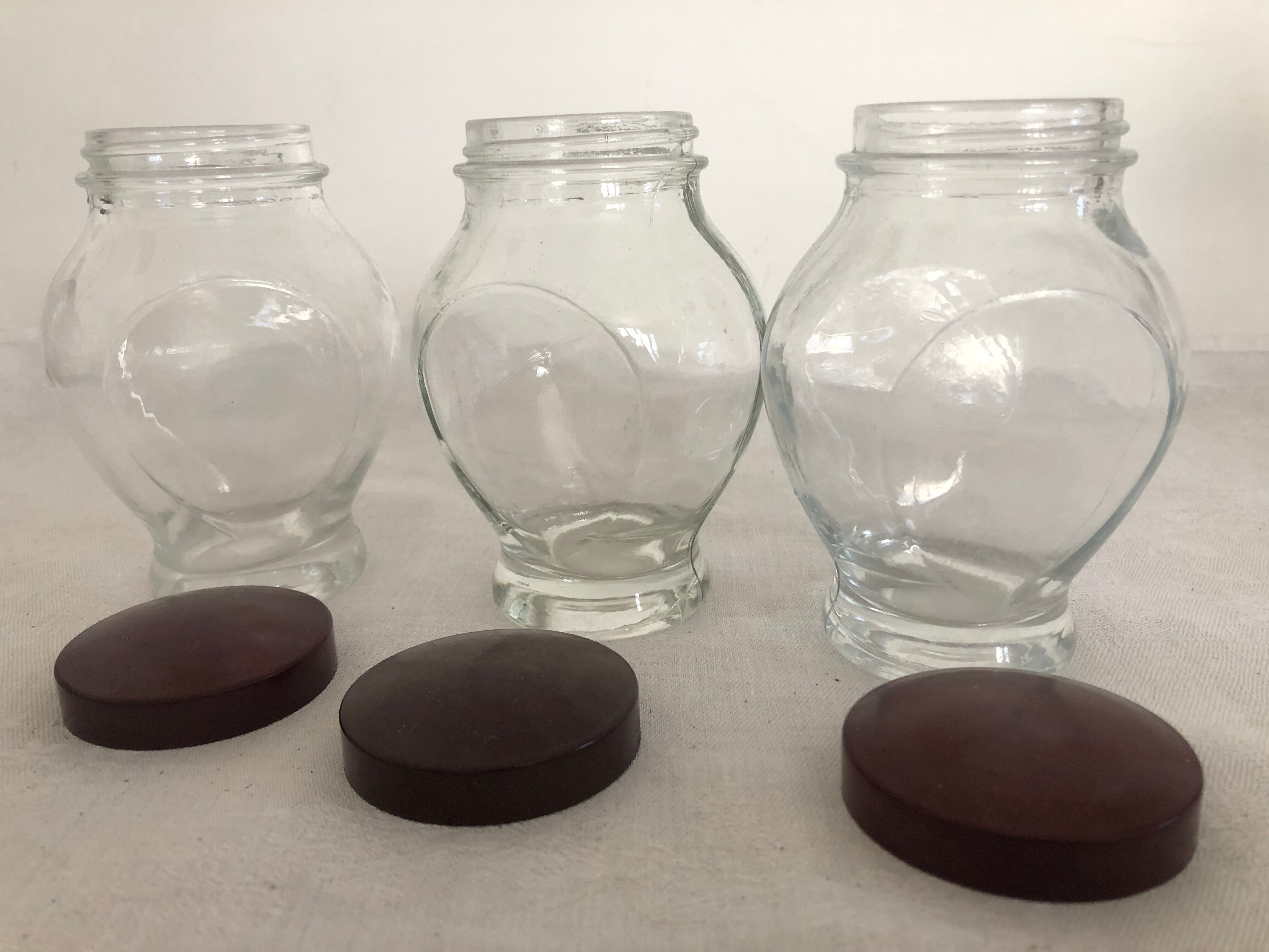 Trio de bocaux à épices, bouchon bakelite